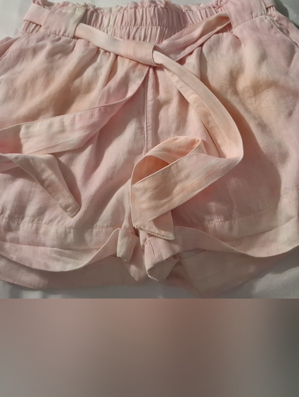 Altar'd State Light Pink High-Waist Tie Linen Shorts